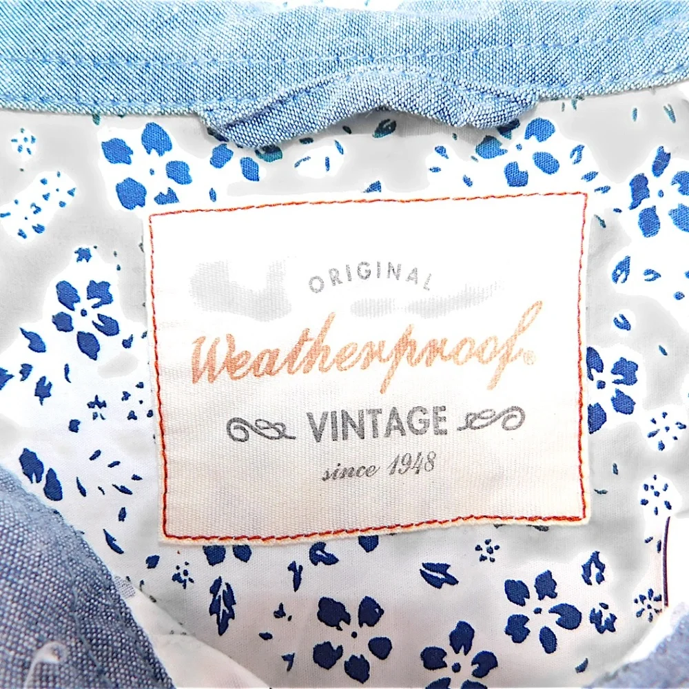 Weatherproof Vintage‎ Men’s Short Sleeve Button Down Shirt XL White Blue NWT